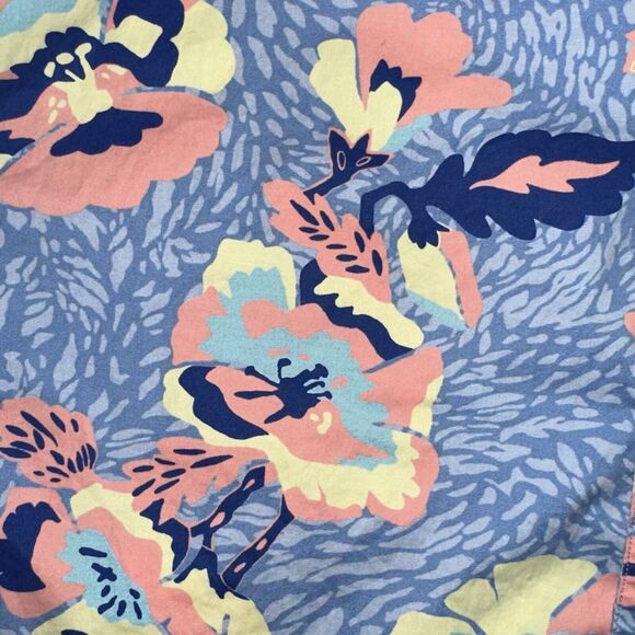 Nautica Blue Sail Men's Classic Fit Stretch Neon & Blue Hawaiian Shirt XL 0595 - Picture 1 of 6